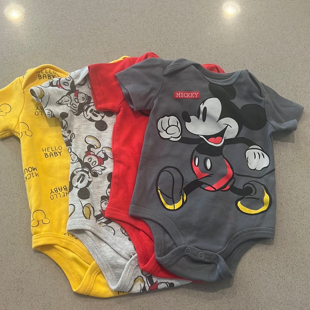 Mickey Mouse 6-9 onesies set of 4